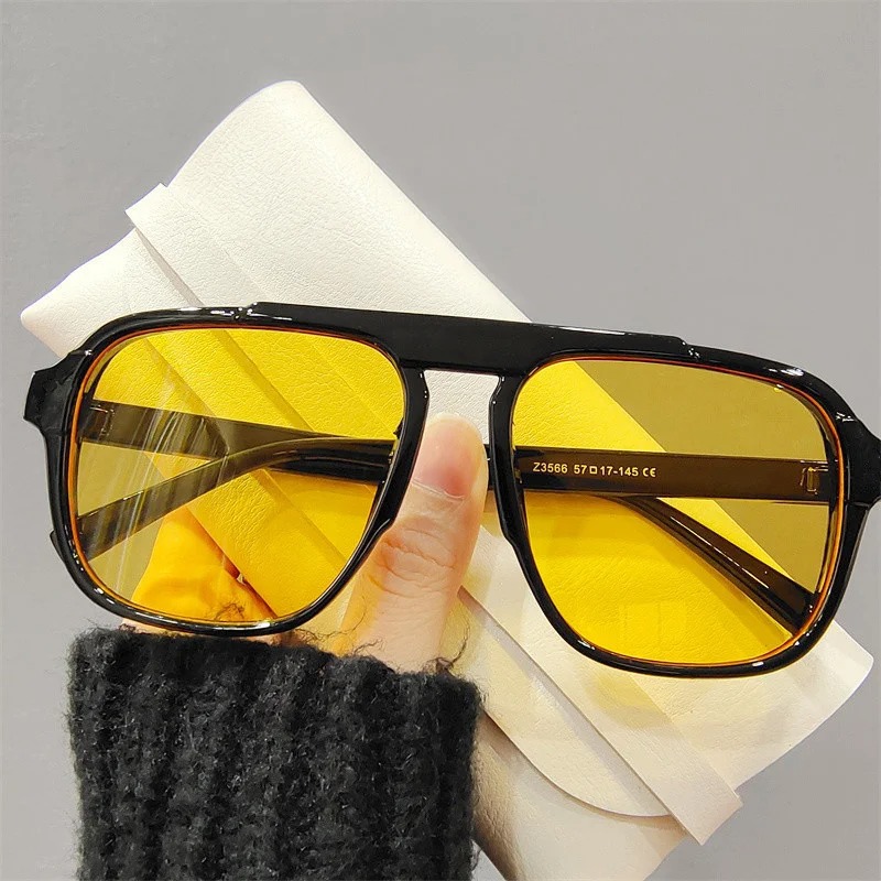 Vintage Outdoor Fashion - แว่นกันแดดทรงโอเวอร์ไซส์ใหม่ แว่นตากีฬาผู้หญิงสไตล์คลาสสิก ดีไซน์แบรนด์วินเทจ ป้องกันรังสียูวี 400 แว่นตาแฟชั่น