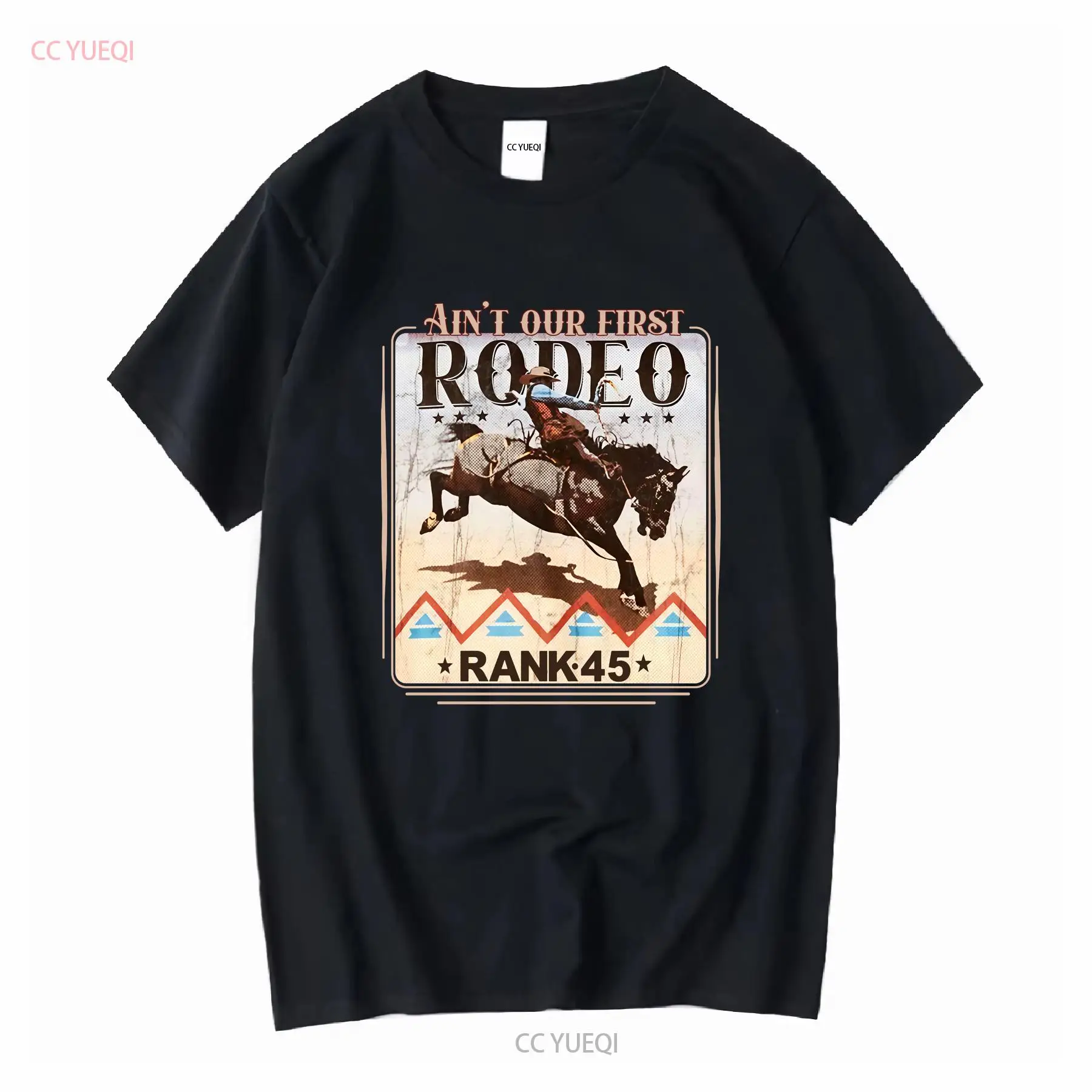 Vintage Fashion Revival - RANK 45 เสื้อยืดผู้ชายโรดิโอรีไววัล RMFA24T70 BURG วินเทจ