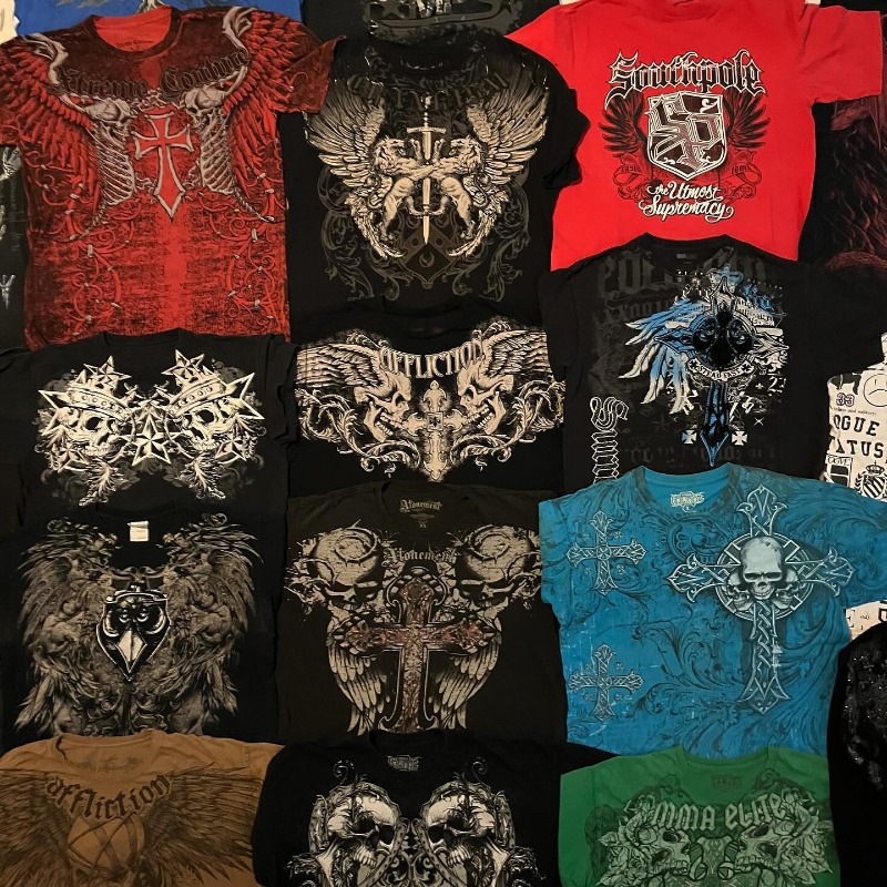 Vintage Fashion Market - เสื้อยืด Flea Market Affliction ผู้ชาย Y2K