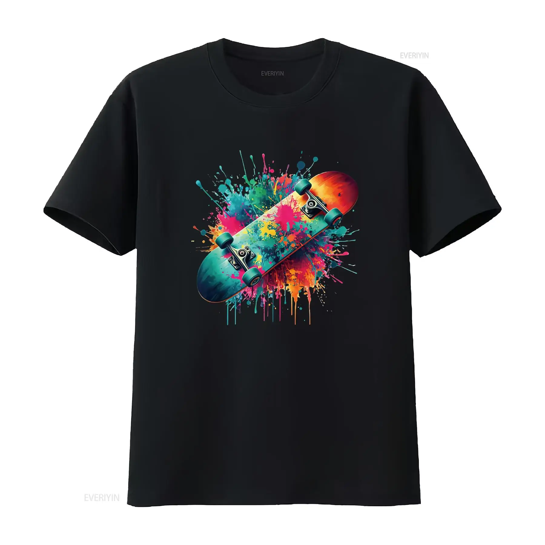 Vintage Fashion Art - เสื้อยืดลายสเก็ตบอร์ดเท่ๆ สำหรับผู้ชาย สีดำ ไซส์ M สไตล์วินเทจ