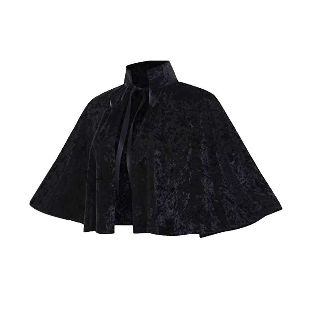 Vintage Trench Coat - ผ้าคลุมกำมะหยี่คอสเพลย์สไตล์วินเทจ สำหรับงานคาร์นิวัล งานปาร์ตี้สไตล์โกธิค ผ้าคลุมไหล่สั้นแบบแม่มด ผ้าคลุมไหล่ผู้หญิง เสื้อคลุมผู้ใหญ่