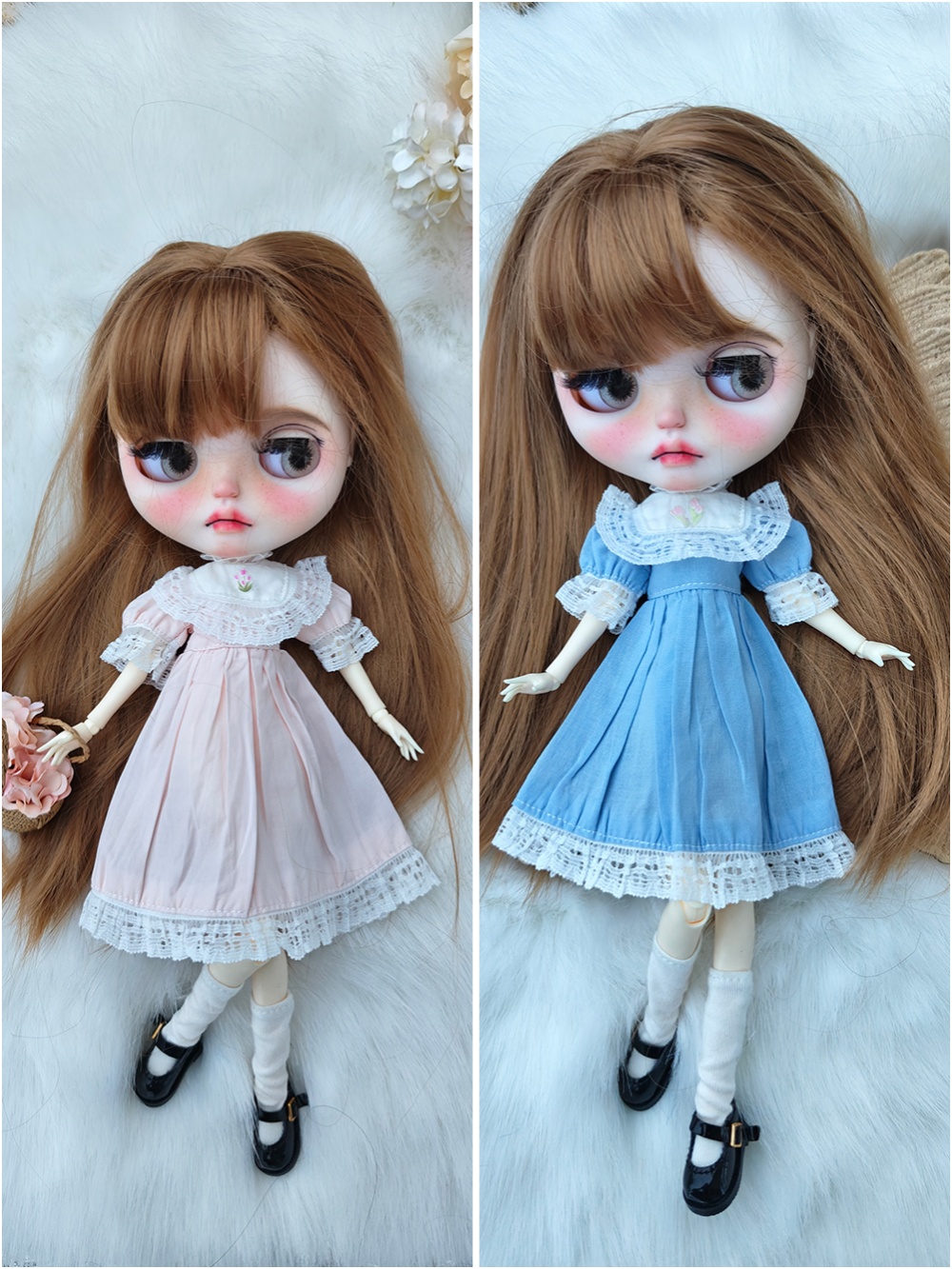 Vintage Fashion Dolls - เสื้อผ้าตุ๊กตาบลายธ์ ชุดวินเทจหลากสี ชุดทำมือสำหรับตุ๊กตาบลายธ์ ขนาด 28-30 ซม.
