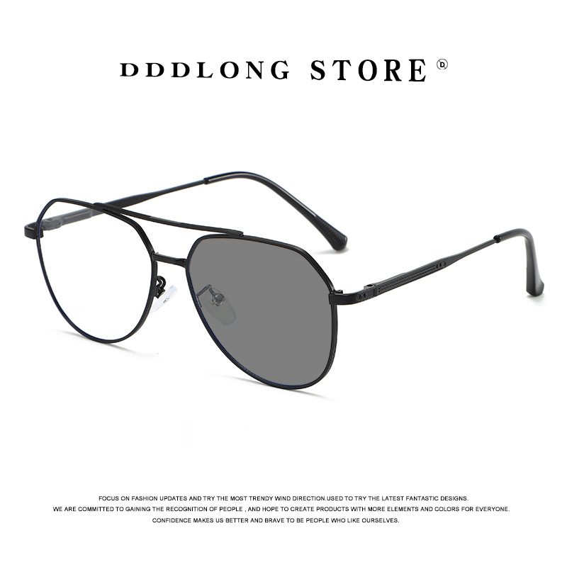 Vintage Outdoor Fashion - DDDLONG ย้อนยุคพังก์แฟชั่นนักบินแว่นตากันแดดโฟโตโครมิกผู้หญิงผู้ชายแว่นตาโลหะคลาสสิกวินเทจยูวี 400 กลางแจ้งเฉดสี D679