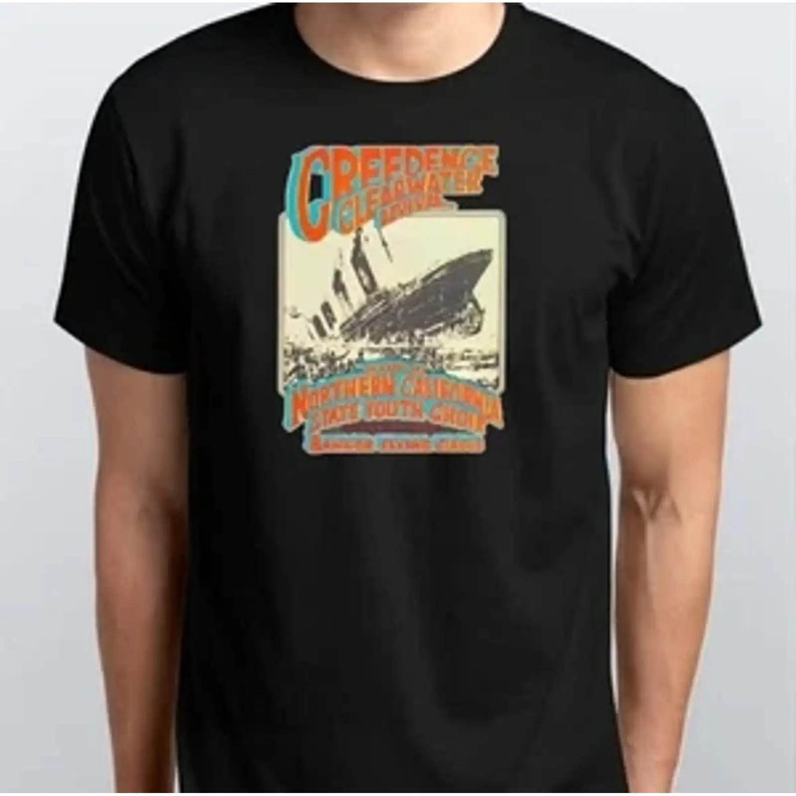 Vintage Fashion Revival - เสื้อยืดพิมพ์ลายคอนเสิร์ต Creedence Clearwater Revival 90 ไซส์
