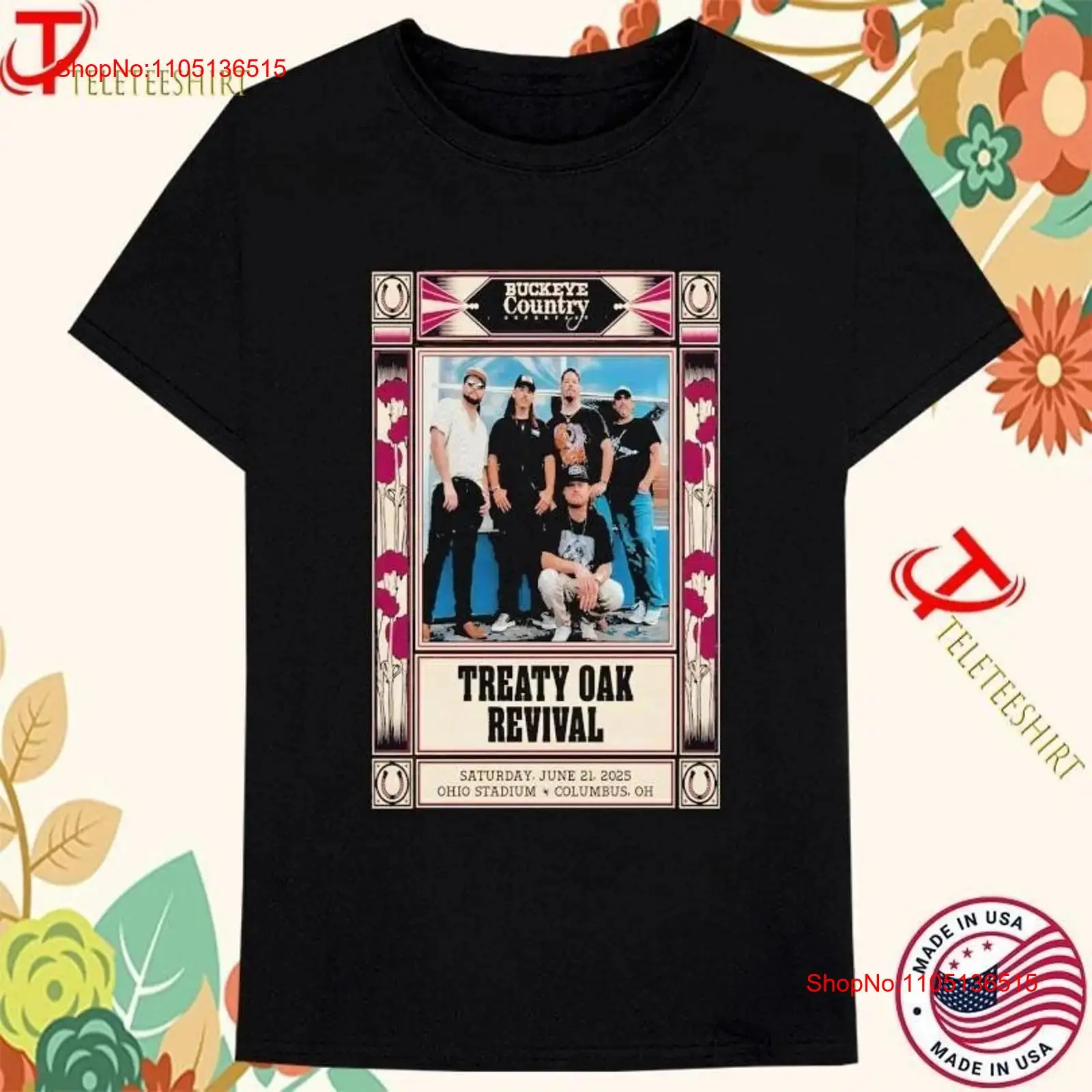 Vintage Fashion Revival - เสื้อยืดลาย Treaty Oak Revival Show สนามกีฬาโอไฮโอในเมืองโคลัมบัส