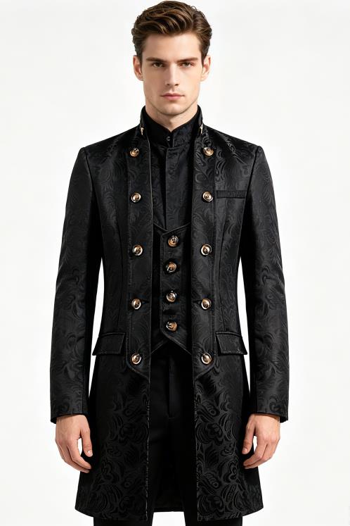 Vintage Trench Coat - เสื้อโค้ทเทรนช์สไตล์วิคตอเรียน สมัยอี็ดเวิร์ด สตีมพังก์ สำหรับผู้ชาย เสื้อคลุมวินเทจแบบเจ้าชาย เสื้อคลุมยุคกลาง