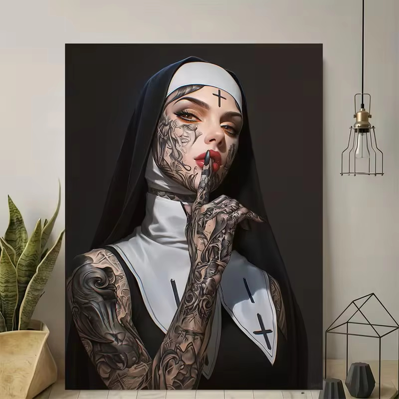 แฟชั่นสาวสักลายแม่ชี โปสเตอร์ผ - Vintage Fashion Art บทวิจารณ์และราคา