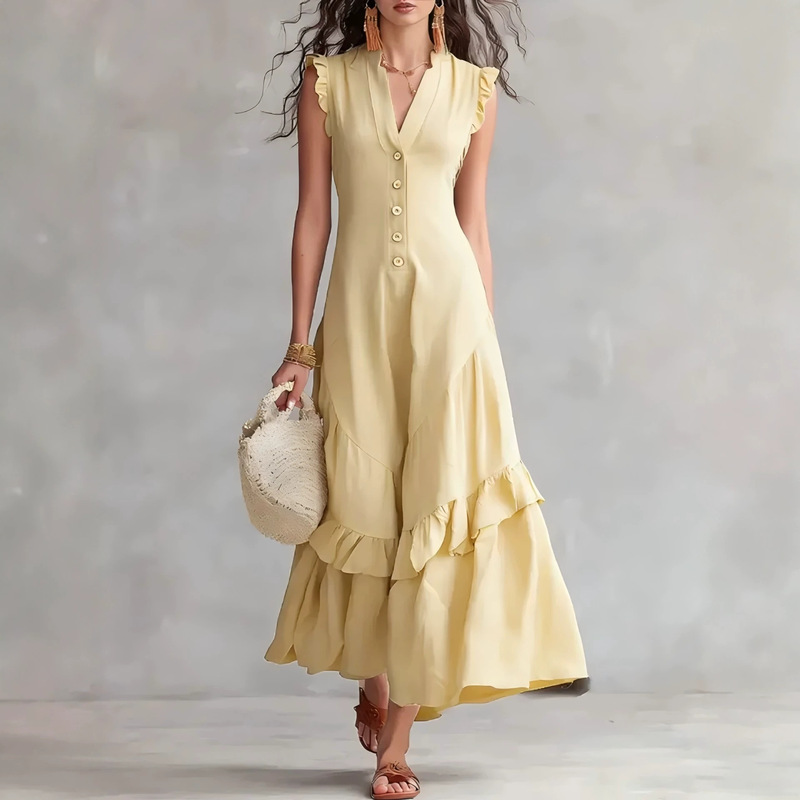 เดรสผ้าฝ้ายลินินทรงหลวมสำหรับผ - V Vintage Fashion บทวิจารณ์และราคา