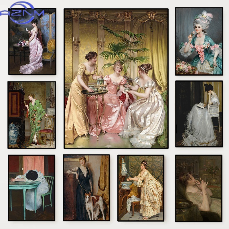 โปสเตอร์ภาพเหมือนผู้หญิงยุคเรอ - Vintage Fashion Art บทวิจารณ์และราคา