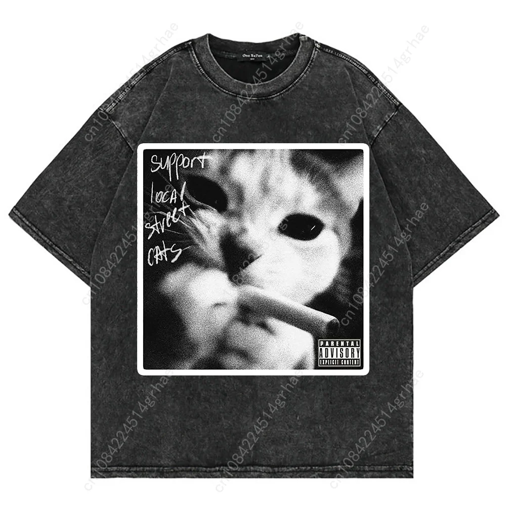 เสื้อยืดลายแมวตลกสไตล์วินเทจ Y - V Vintage Fashion บทวิจารณ์และราคา