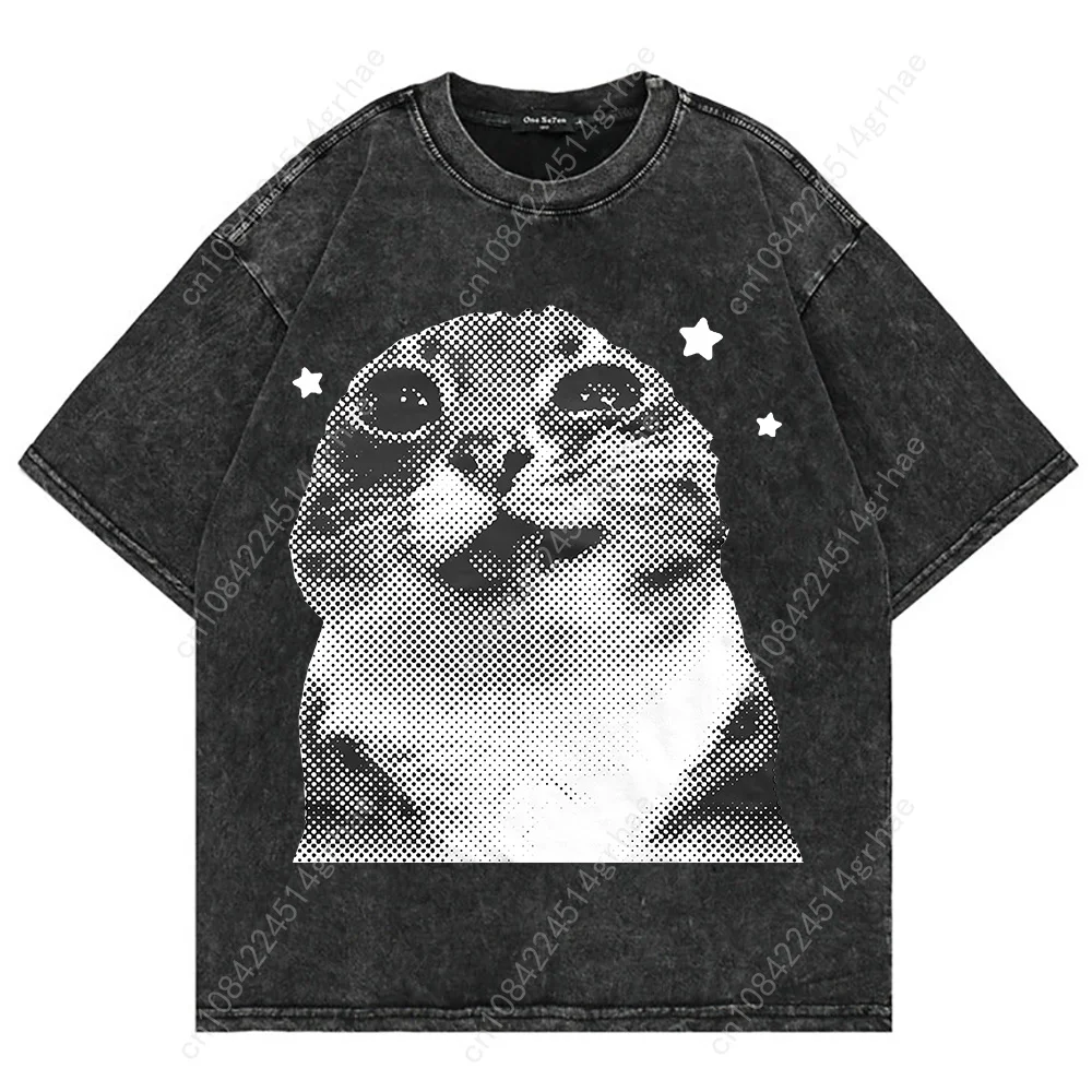 เสื้อยืดลายแมวตลกสไตล์วินเทจ Y - V Vintage Fashion บทวิจารณ์และราคา