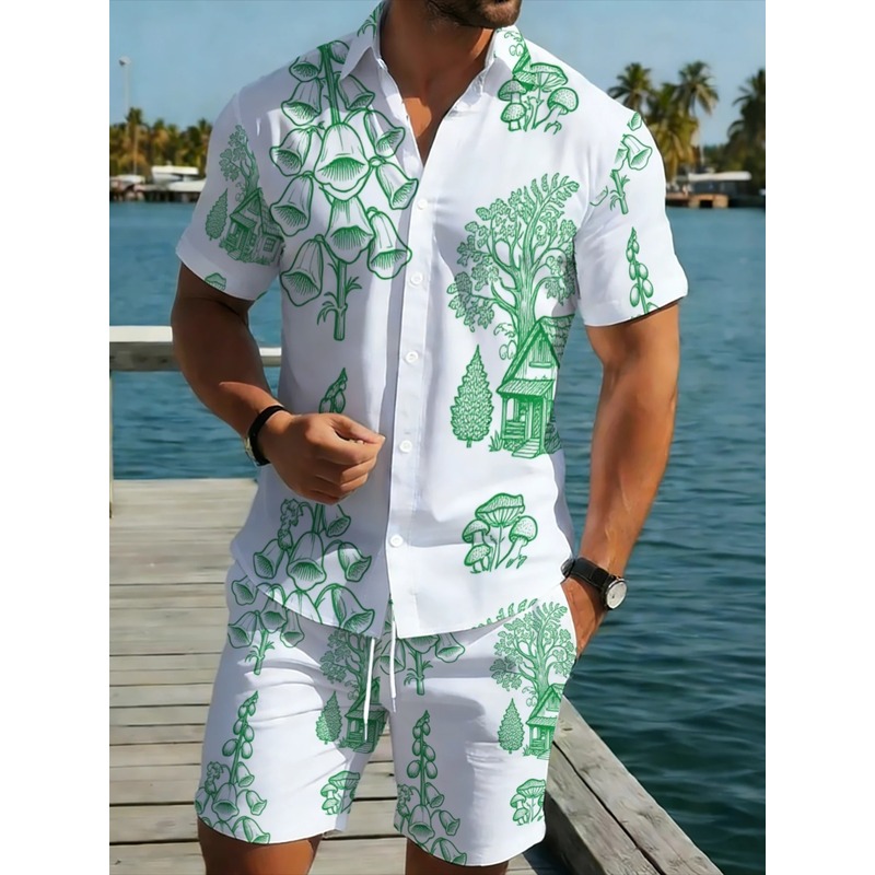 ชุดชายหาดสำหรับผู้ชาย ผ้าโพลีเ - Printed Floral Shirt บทวิจารณ์และราคา