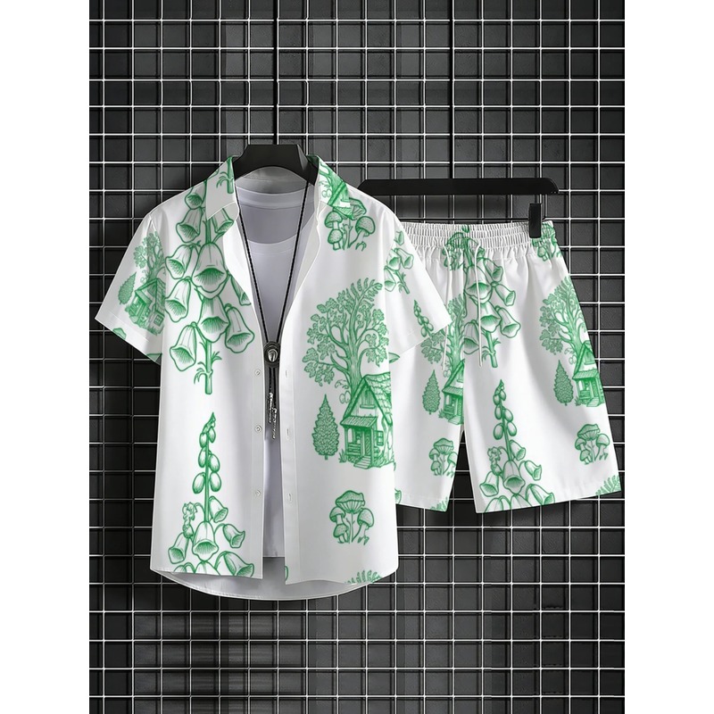 ชุดชายหาดสำหรับผู้ชาย ผ้าโพลีเ - Printed Floral Shirt บทวิจารณ์และราคา