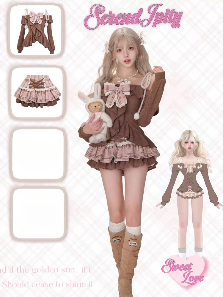 ชุดเซ็ต 2 ชิ้น สไตล์โกธิค Y2K  - V Vintage Fashion บทวิจารณ์และราคา
