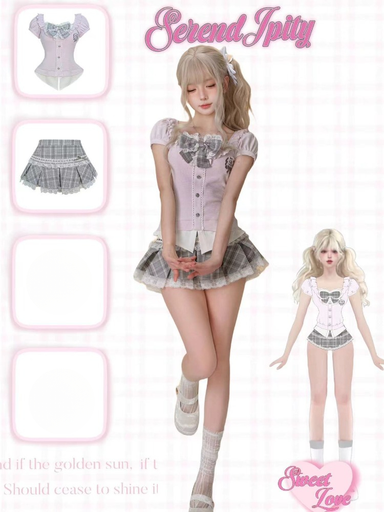 ชุดเซ็ต 2 ชิ้น สไตล์โกธิค Y2K  - V Vintage Fashion บทวิจารณ์และราคา