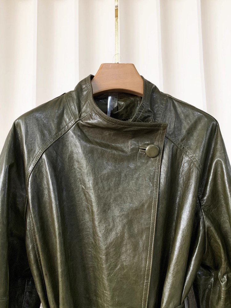 เสื้อแจ็คเก็ตหนังแกะแท้ทรงหลวม - Vintage Trench Coat บทวิจารณ์และราคา