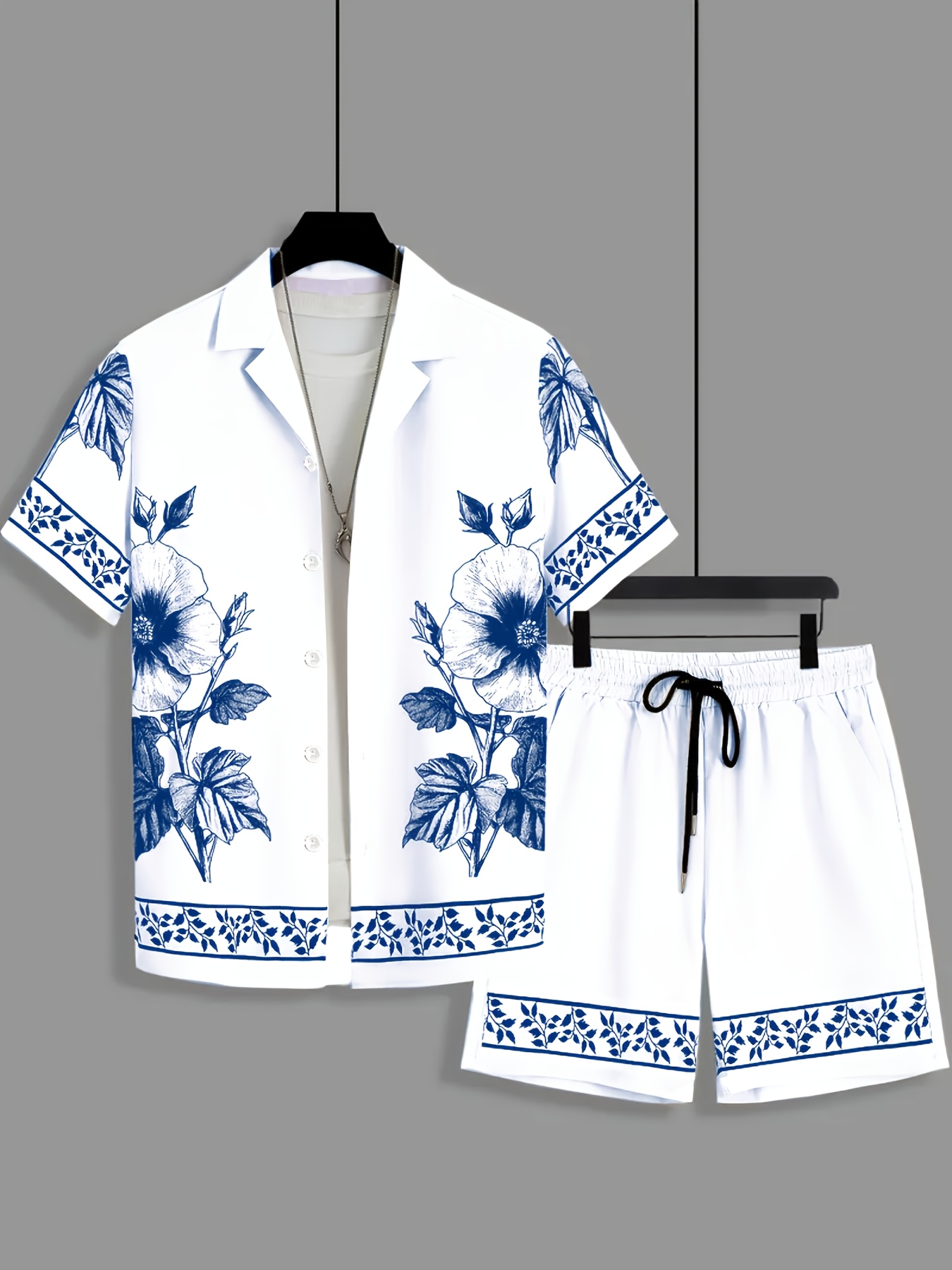 ชุดลำลองผู้ชายแบบสองชิ้น เสื้อ - Printed Floral Shirt บทวิจารณ์และราคา