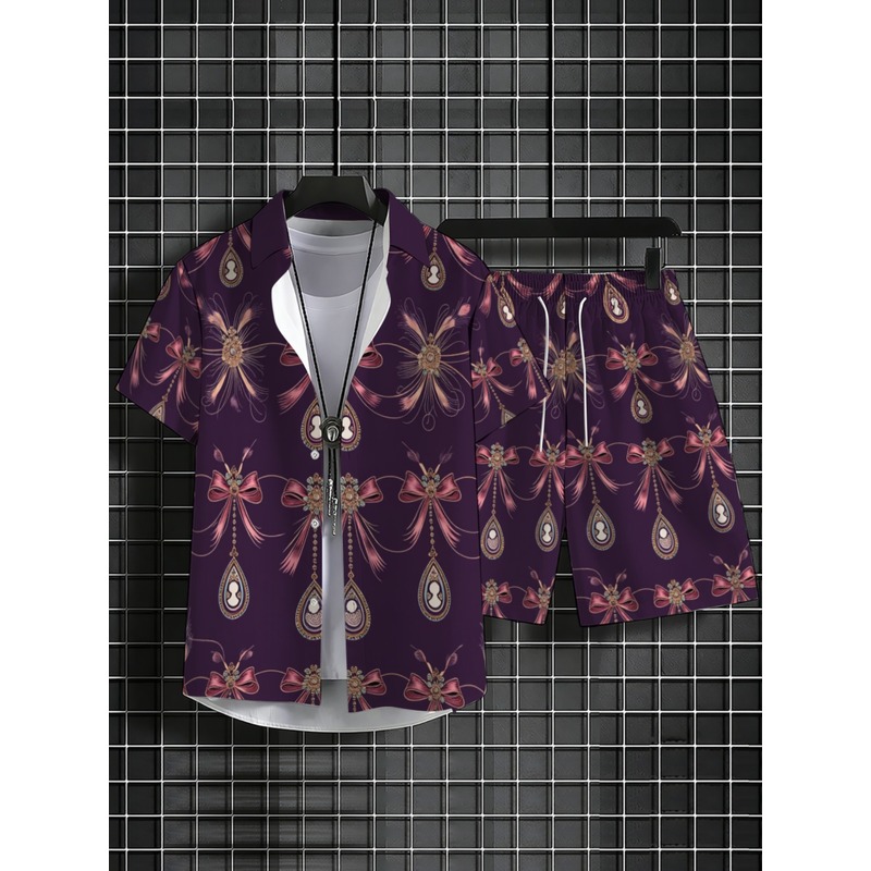 ชุดเสื้อเชิ้ตแขนสั้นและกางเกงข - Printed Floral Shirt บทวิจารณ์และราคา