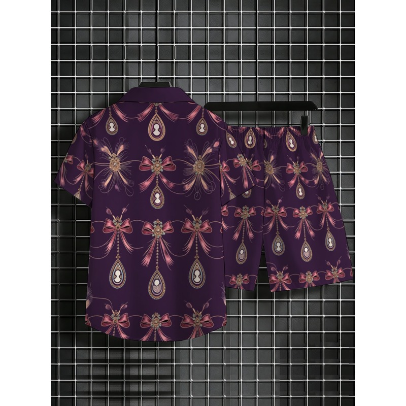 ชุดเสื้อเชิ้ตแขนสั้นและกางเกงข - Printed Floral Shirt บทวิจารณ์และราคา