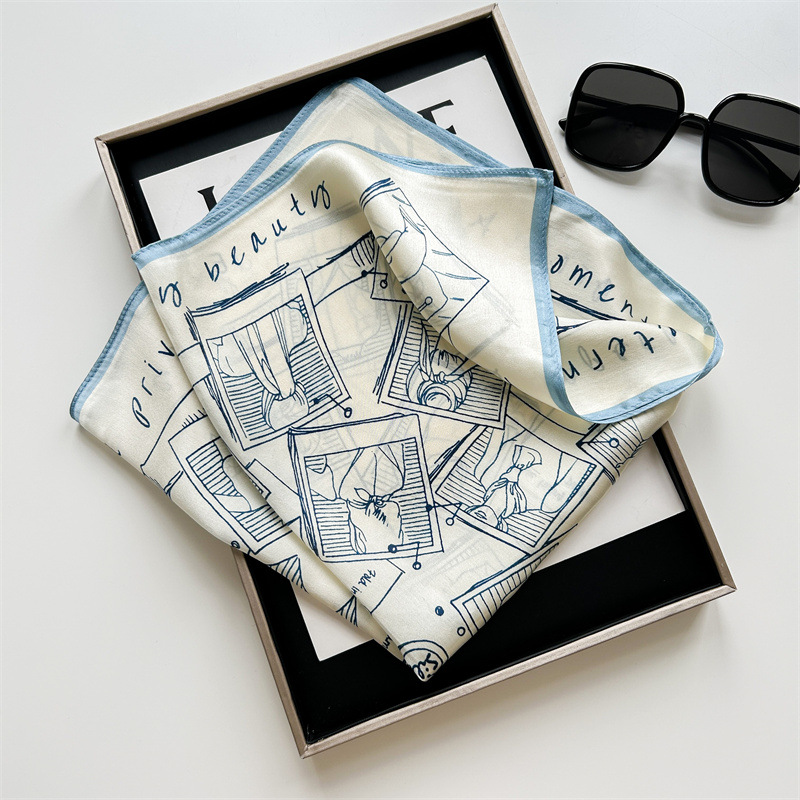 ผ้าพันคอผ้าซาตินพิมพ์ลายวินเทจ - Vintage Fashion Art บทวิจารณ์และราคา